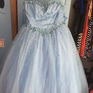 Floor length ballgown strapless prom dress